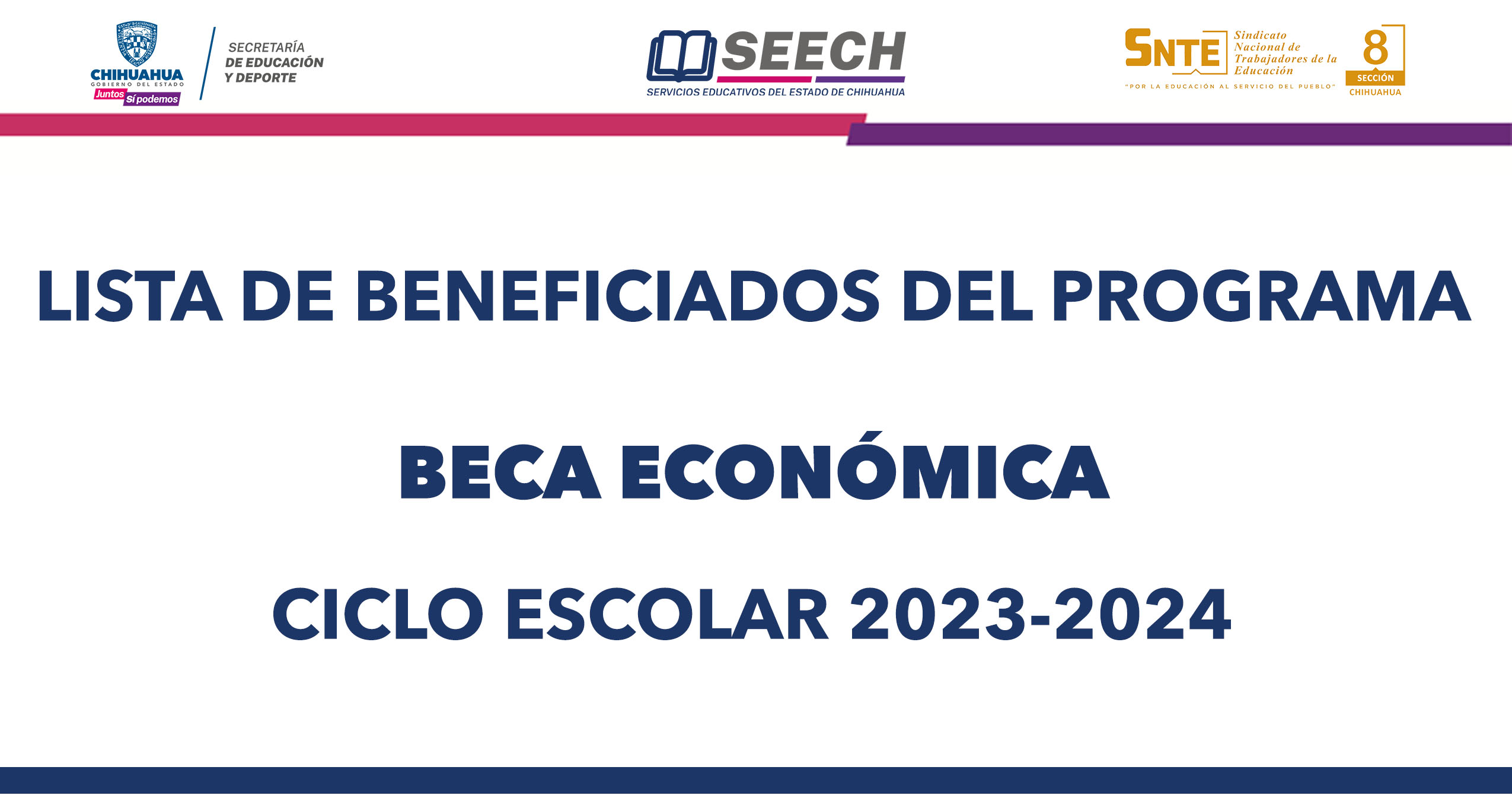 LISTA DE BENEFICIADOS DEL PROGRAMA DE BECA ECONÓMICA CICLO ESCOLAR 2023-2024